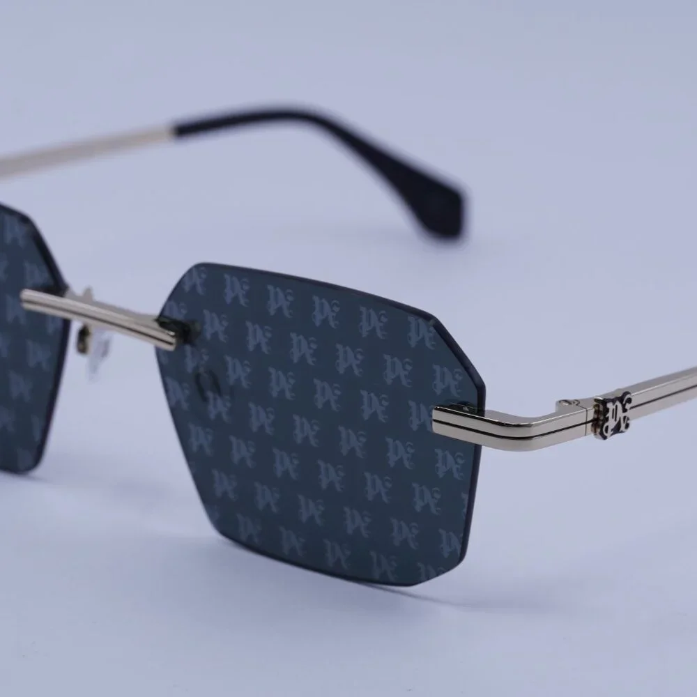Palm Angels PERI10G QUARTZ 7607 Sunglasses Gold Geometric Frame, Grey Lenses